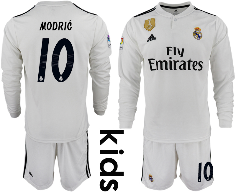 2018_2019 Club Real Madrid home long sleeve Youth #10 soccer jerseys->youth soccer jersey->Youth Jersey